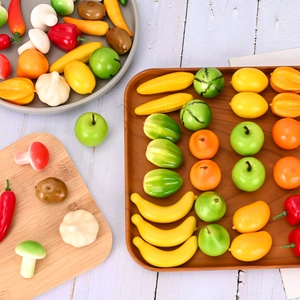 Realistic mini artificial fruit and vegetable set with vibrant colors and glossy finish