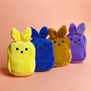 Cute Bunny Plush Coin Purse Marshmallow Style Zip Wallet Bag Pendant Keychain Decoration For Kids Easter Party Gift