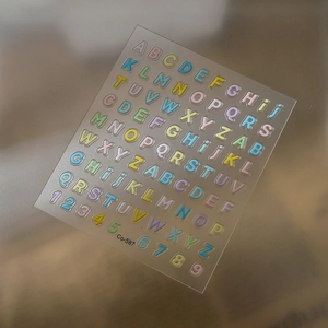 3D bubble alphabet and number nail stickers in pastel macaron colors for DIY nail art