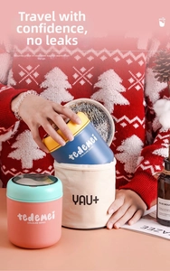 Portable stainless steel thermal food jar set with insulated carrying bag for students