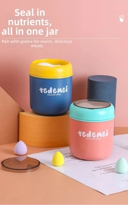 Insulated stainless steel food jars with hidden handles and matte finish for students