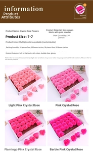 Close-up of glittery artificial crystal roses in four shades of pink for DIY crafts