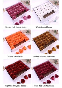 Multi-color DIY crystal roses with glitter texture for wedding floral gift boxes
