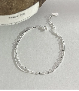 Close-up of S925 sterling silver double-layer snake chain with adjustable clasp
