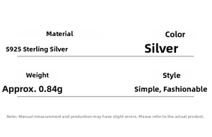 Detailed specifications for S925 sterling silver butterfly stud earrings weighing 0.84g