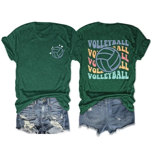 T-shirt volleyball vert foncé avec imprimé graphique au dos et étoiles sur la poitrine