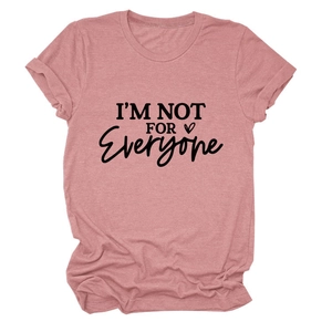 Close-up of the vintage pink fabric texture and 'I'M NOT FOR Everyone' slogan print