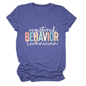 T-shirt violet à col rond et manches courtes avec imprimé Registered Behavior Technician