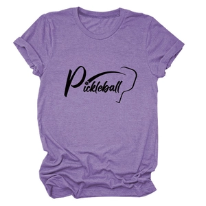 T-shirt viola a maniche corte pickleball da donna con stampa grafica sportiva