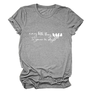 Grey cotton T-shirt featuring every little thing is gonna be alright bird print design