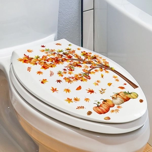 Waterproof autumn maple leaf and pumpkin wall stickers for bathroom toilet decoration