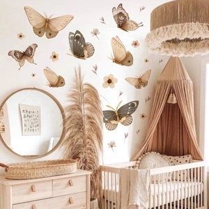 Pegatinas de pared bohemias de polillas y mariposas para decorar habitación infantil