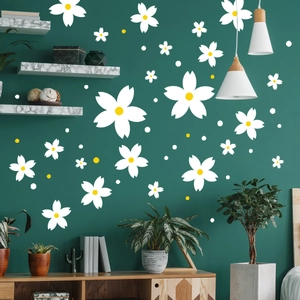 Adesivi murali margherite bianche minimaliste per decorazione domestica fai-da-te