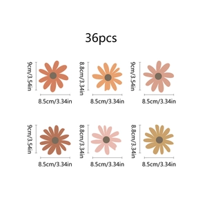 Set of 36 pieces bohemian daisy wall stickers in Morandi colors for home decor