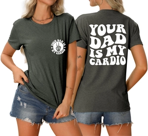 Détails avant et arrière du t-shirt gris anthracite avec texte imprimé graphique