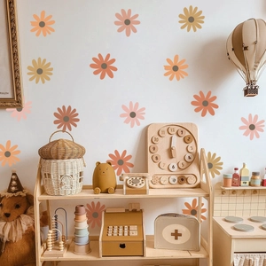 Daisy Wall Stickers PVC Flower Decals Removable Minimalist Boho For Kids Room Nursery Home Decor