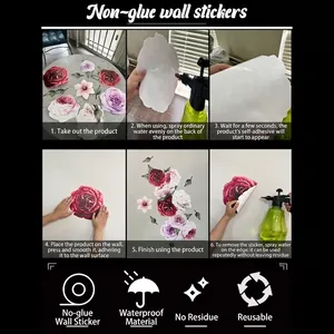 Waterproof glue-free daisy wall stickers featuring a simple floral design for wall decor