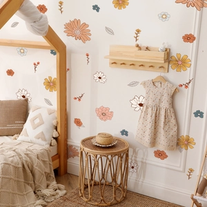 Daisy Flower Wall Stickers PVC Hand Painted Floral Decals Bohemian Decor For Kids Nursery Bedroom Living Room