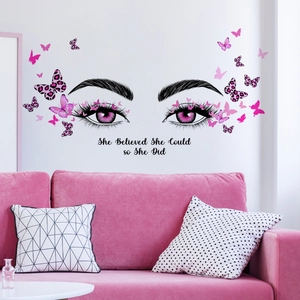 Eyes And Butterflies Wall Stickers PVC Inspirational Quote Decal For Bedroom Living Room Modern Home Decor