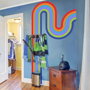 Large Boho Rainbow Wall Stickers For Kids Room Bedroom PVC Retro Striped Wall Decals DIY Decorative Mural Art