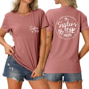 Mauve Sisters Trip 2025 t-shirt with unbreakable bonds back print for women