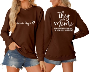 Felpa oversize marrone scuro con scritta imi life bianca e stampa a cuore