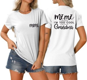 Detail view of white cotton T-shirt with 'Too Cool' slogan print on the back