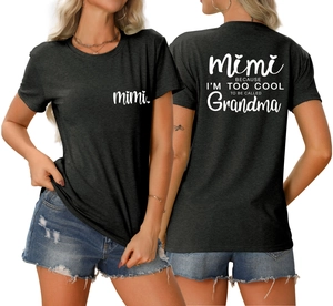 Detail of Mimi print on black slim cotton T-shirt with back art lettering design