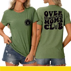 Women Round Neck T-Shirt Cotton Blend Letter Print Skeleton American Retro Casual Loose Short Sleeve Top
