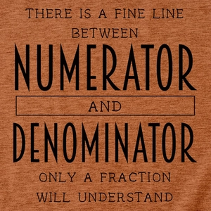 Close-up of screen-printed numerator quote on textured orange-brown knit t-shirt fabric
