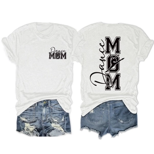Détail recto-verso du t-shirt Dance Mom avec silhouette de gymnaste imprimée