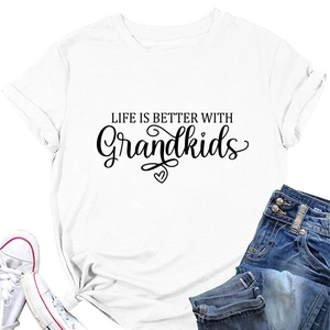 White Life Is Better With Grandkids t-shirt styled with denim shorts and sneakers