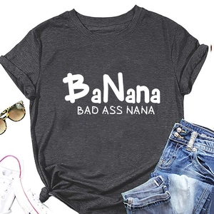 Detail of dark gray Nana graphic t-shirt with rolled sleeves and side knot design