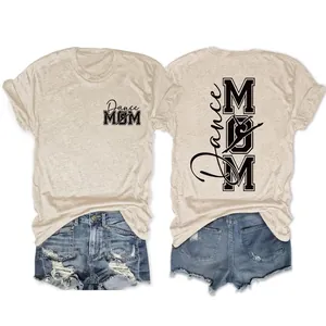 T-Shirt Graphique Dance Mom Mélange De Coton Col Rond Manches Courtes Décontracté Coupe Ample Haut D'été Femmes