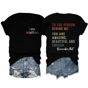 Women Casual Short Sleeve Crew Neck T-Shirt Loose Fit Slogan Print To The Person Behind Me Inspirational Graphic Top