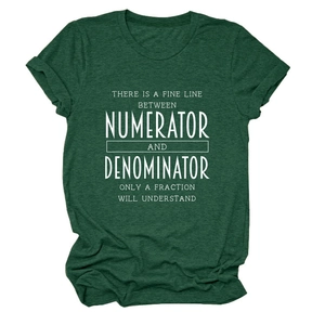Detail of rolled cuffs and white letter print on dark green crew neck t-shirt
