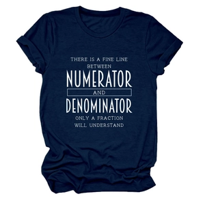 Detail of navy blue cotton T-shirt featuring rolled sleeves and white letter printing