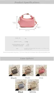 Detailed size specifications and color selection for this striped PU shoulder bag