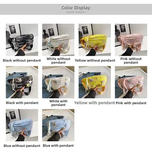 Quilted crossbody waist bag options in black, white, pink, blue, and yellow with star charm