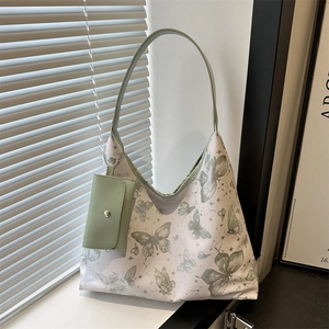 Sac Fourre-tout Grande Capacité Imprimé Papillon Mode en Cuir PU Sac à Bandoulière Et Pochette Décontracté