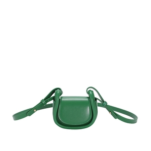 Green minimalist faux leather saddle bag for kids with adjustable shoulder strap