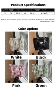 Maatspecificaties en kleurkeuzes voor bubble textuur tote tas met ketting en parel