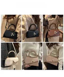 Fashionable party handbags in multiple colors featuring gold A-shaped buckle and strap