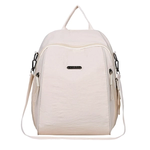 Mini zaino in nylon crema leggero per donna, trasformabile in borsa a tracolla trendy