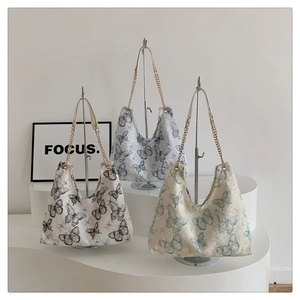 Borsa Tote In Pizzo Ricamato Con Farfalla Grande Capacità Tracolla A Catena Donna Elegante