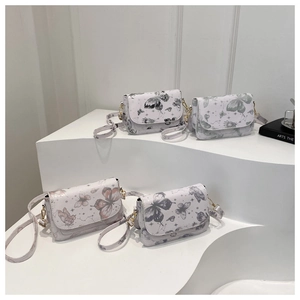 Chic butterfly print small square crossbody bags in four elegant colors for women