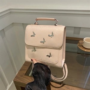 Butterfly Decoration Mini Backpack Handbag Crossbody Bag For Women PU Leather Glossy Texture Korean Versatile Fashion