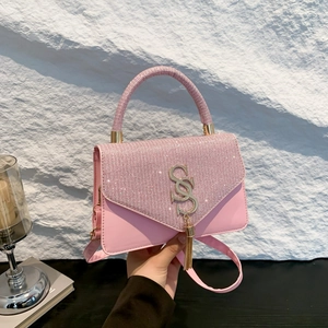 Women Trendy Crossbody Bag PU Leather Sequin Glitter Flap Metal Tassel S Decoration Elegant Shoulder Handbag For Ladies