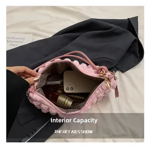 Pink bubble cloud bag with large internal capacity for phone and cosmetics