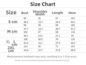 Detailed size chart for women coconut tree tank top with bust and length measurements